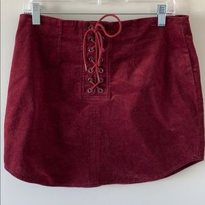 Maroon tie up skirt